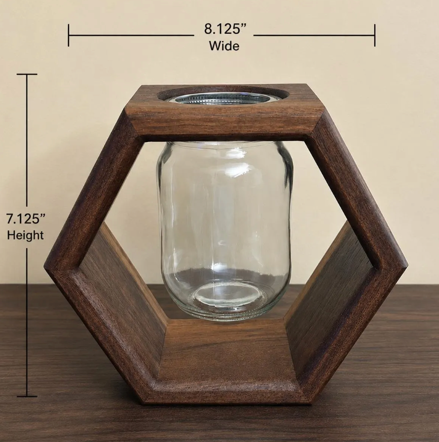Handcrafted Black Walnut Mason Jar Vase