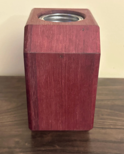Handmade Purpleheart Octagon Mason Jar Vase