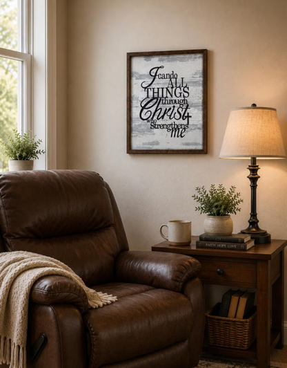 I Can Do All Things Through Christ, Christian Wall Art Sign