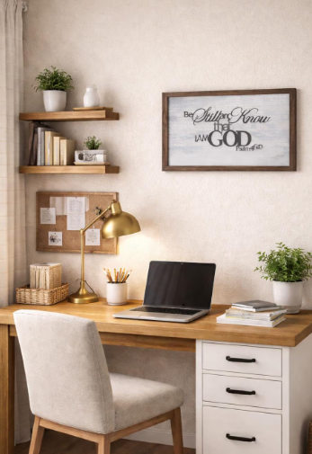 Psalm 46:10 Be Still God Scripture Wall Art, Black Walnut Framed Sign