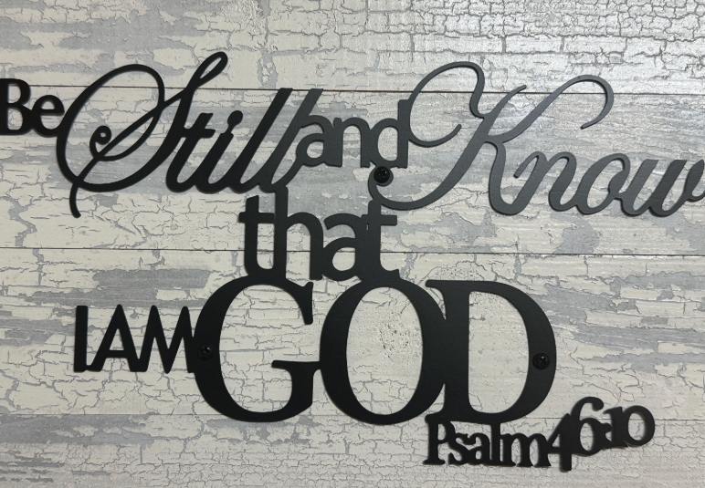 Psalm 46:10 Be Still God Scripture Wall Art, Black Walnut Framed Sign