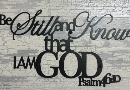 Psalm 46:10 Be Still God Scripture Wall Art, Black Walnut Framed Sign