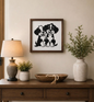 Cute Puppy Wall Art | Black Metal Dog Silhouette on White Distressed Wood | Black Walnut Framed Pet Decor | Dog Lover Gift