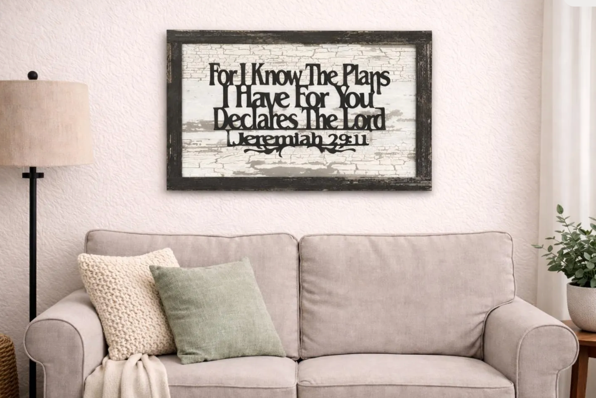 Jeremiah 29.11 Wall Art | Christian Bible Verse Sign | Rustic Farmhouse Scripture Decor | Inspirational Faith Gift | Metal & Wood Art