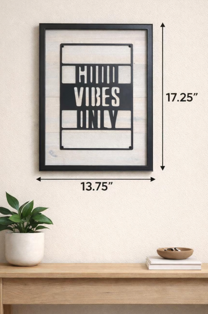 Good Vibes Only Metal Wall Art | Rustic Barn Wood Sign | Entryway & Home Office Decor