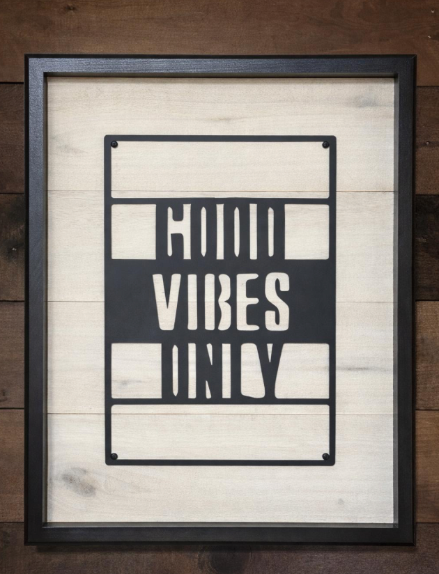 Good Vibes Only Metal Wall Art | Rustic Barn Wood Sign | Entryway & Home Office Decor