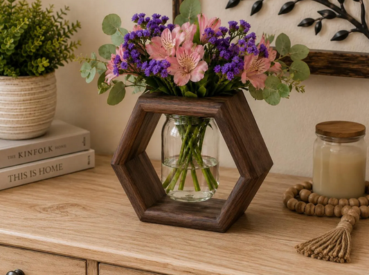 Handcrafted Black Walnut Mason Jar Vase