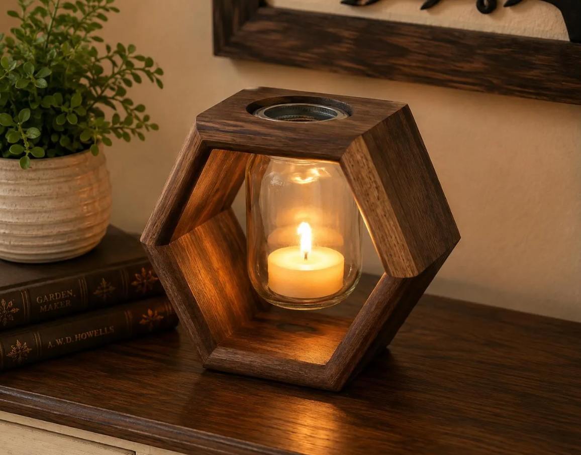 Handcrafted Black Walnut Mason Jar Vase