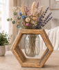 Handmade English Walnut Hexagon Mason Jar Vase