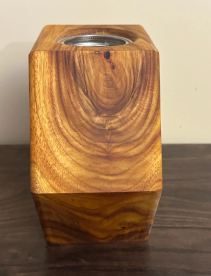 Handmade Canary Wood Hexagon Mason Jar Vase