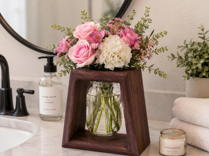 Handcrafted Black Walnut Mason Jar Vase
