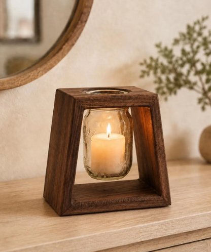 Handcrafted Black Walnut Mason Jar Vase