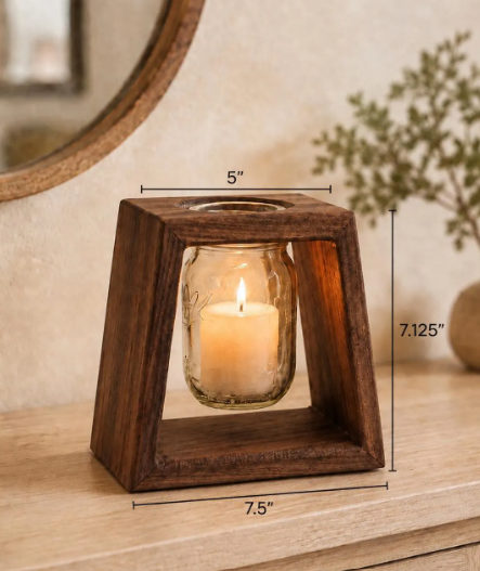 Handcrafted Black Walnut Mason Jar Vase