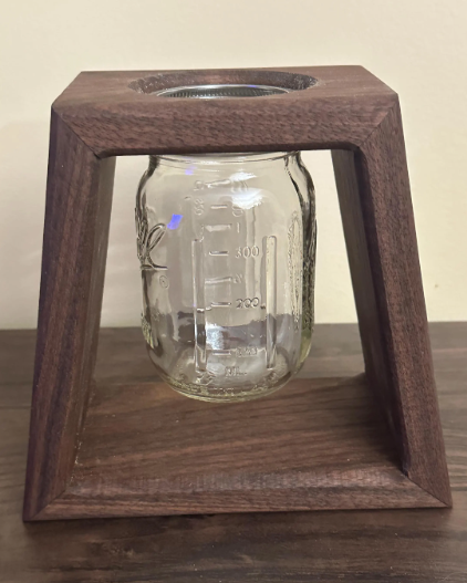 Handcrafted Black Walnut Mason Jar Vase