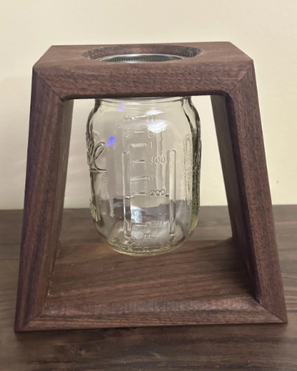 Handcrafted Black Walnut Mason Jar Vase