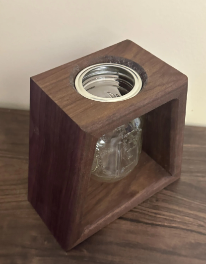 Handcrafted Black Walnut Mason Jar Vase