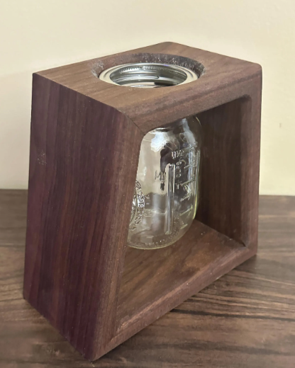 Handcrafted Black Walnut Mason Jar Vase