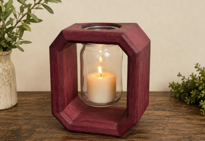 Handmade Purpleheart Octagon Mason Jar Vase
