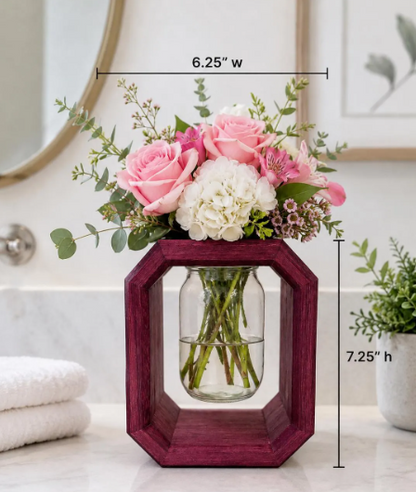 Handmade Purpleheart Octagon Mason Jar Vase