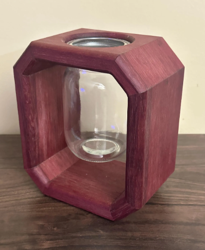 Handmade Purpleheart Octagon Mason Jar Vase