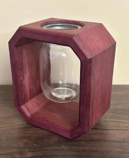 Handmade Purpleheart Octagon Mason Jar Vase