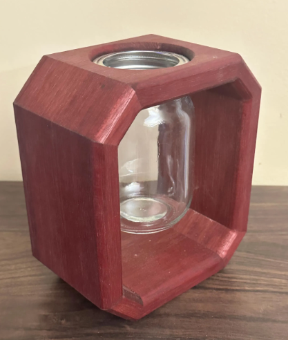 Handmade Purpleheart Octagon Mason Jar Vase