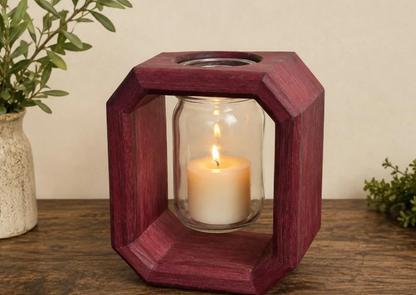 Handmade Purpleheart Octagon Mason Jar Vase