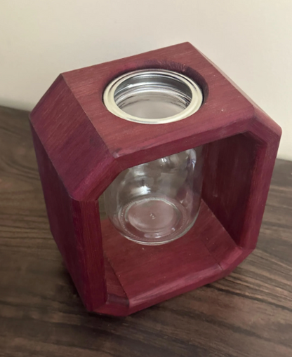 Handmade Purpleheart Octagon Mason Jar Vase