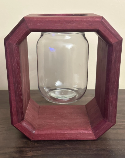 Handmade Purpleheart Octagon Mason Jar Vase