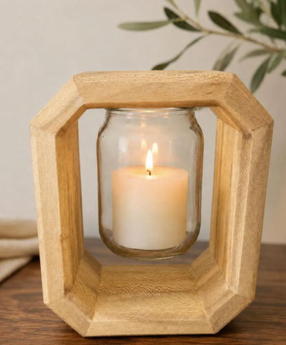 Quarter Sawn Sycamore Wooden Vase with Mason Jar