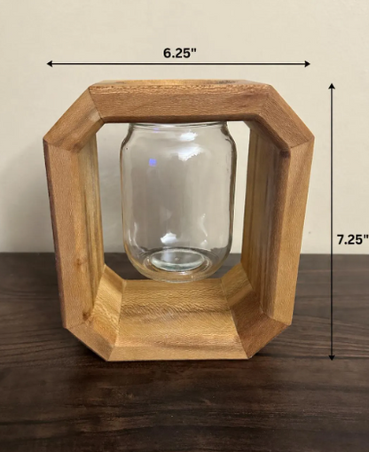 Quarter Sawn Sycamore Wooden Vase with Mason Jar