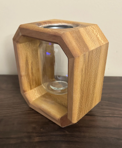Quarter Sawn Sycamore Wooden Vase with Mason Jar