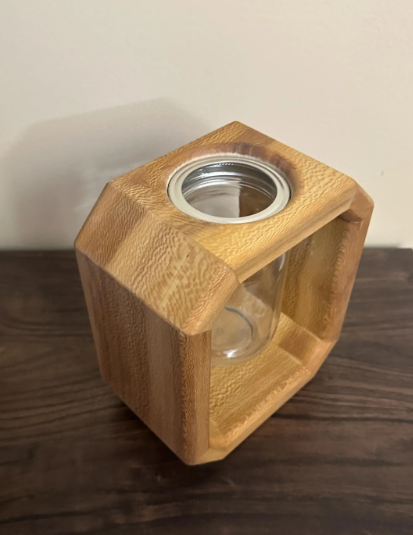 Quarter Sawn Sycamore Wooden Vase with Mason Jar