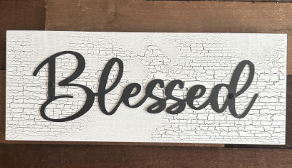 Rustic Wood Sign Set: Thankful, Grateful, Blessed, Farmhouse Decor