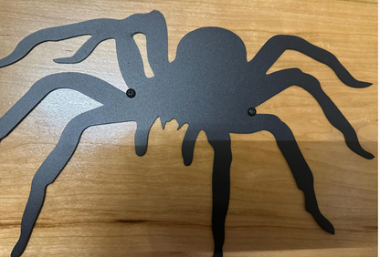 Metal Spider Wall Art on Cherry Wood | Man Cave, Boys Room Decor